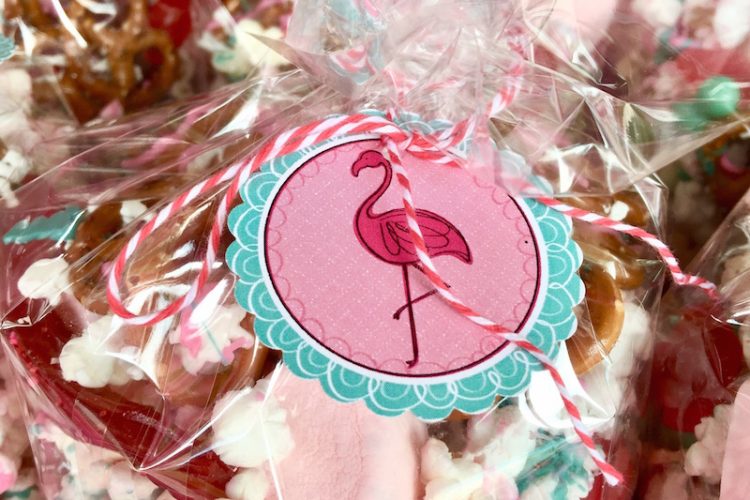 flamingo party food ideas - gourmet popcorn snack mix