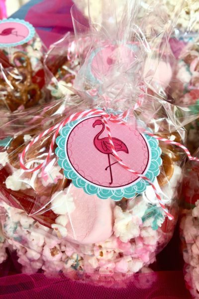 flamingo party food ideas - gourmet popcorn snack mix